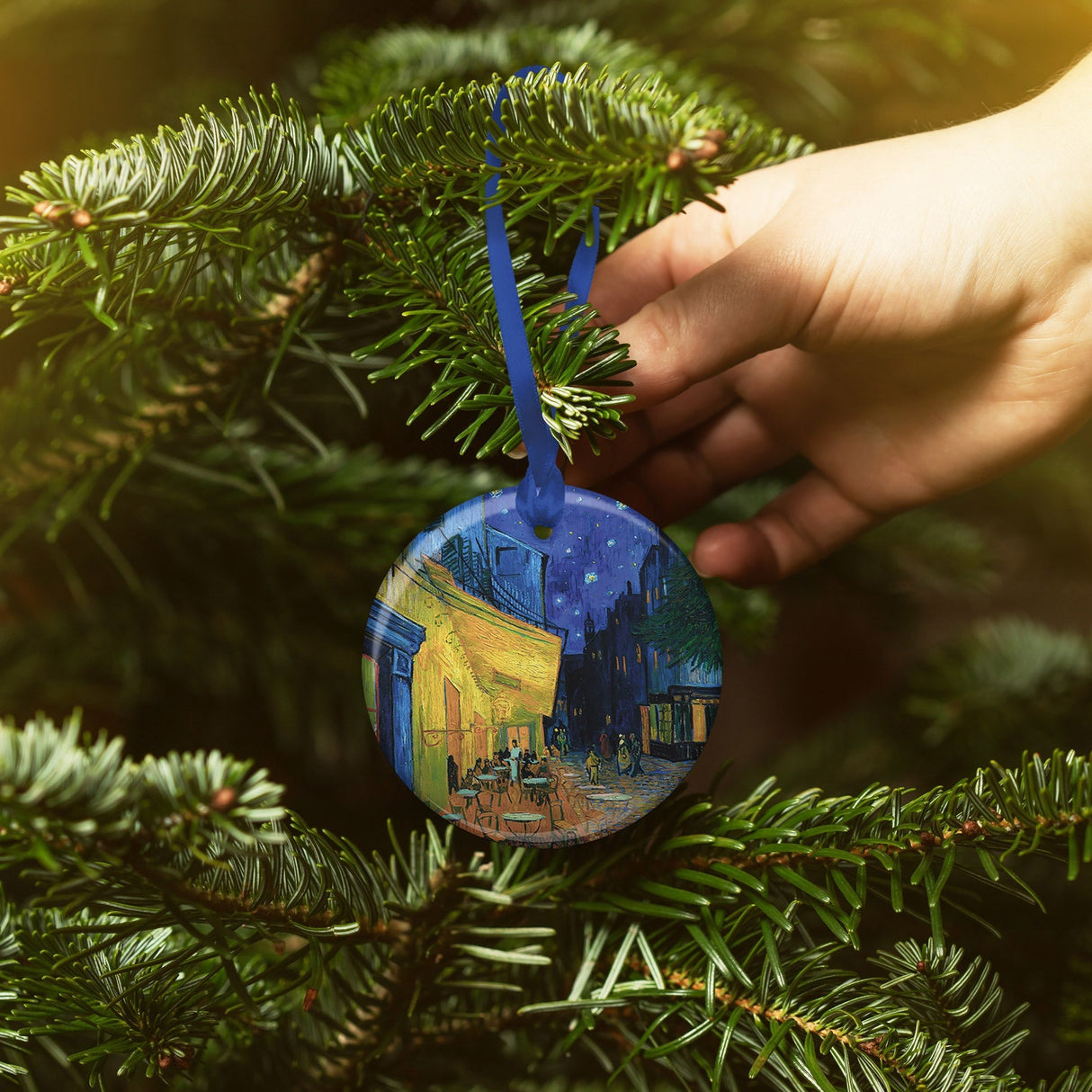 van Gogh Cafe Terrace at Night Porcelain Keepsake Ornament – Flat Ceramic, Gift-Ready