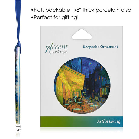 van Gogh Cafe Terrace at Night Porcelain Keepsake Ornament – Flat Ceramic, Gift-Ready