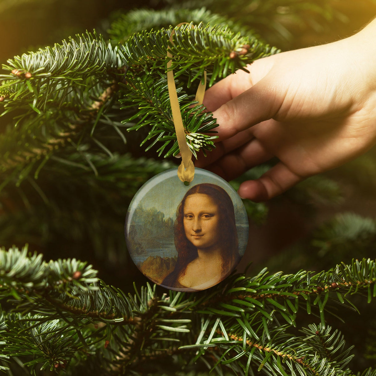 da Vinci Mona Lisa Porcelain Keepsake Ornament – Flat Ceramic, Gift-Ready