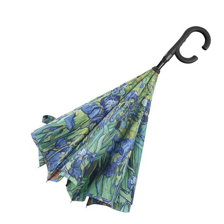 van Gogh Irises Reverse Inverted Umbrella – Hands-Free