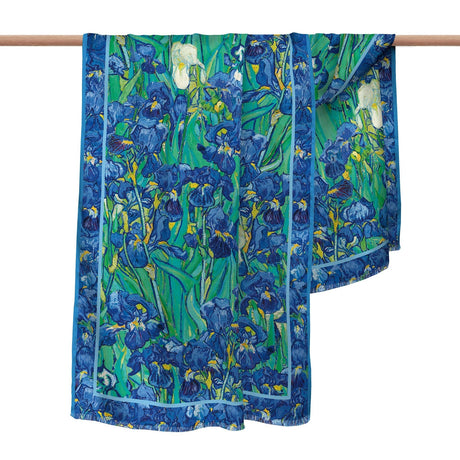 van Gogh Irises Silk Blend Shawl – Lightweight Dressy Wrap for Women
