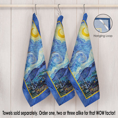 van Gogh Starry Night Cotton Tea Towel – Flat Weave, Absorbent