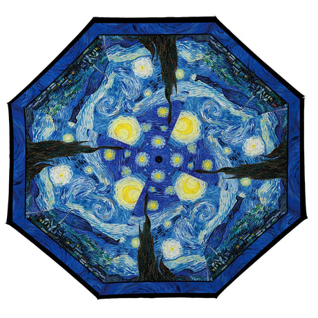 van Gogh Starry Night Reverse Inverted Umbrella – Hands-Free, Windproof Design