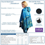 van Gogh Starry Night Reversible Rain Cape – Lightweight Hooded Wrap for Women