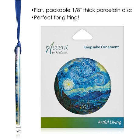 van Gogh Starry Night Porcelain Keepsake Ornament – Flat Ceramic, Gift-Ready