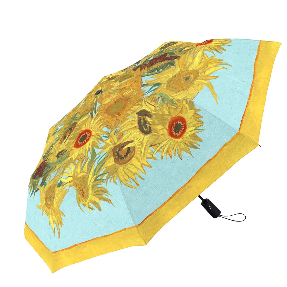 van Gogh Sunflowers Travel Umbrella – Compact, One-Touch Open & Close