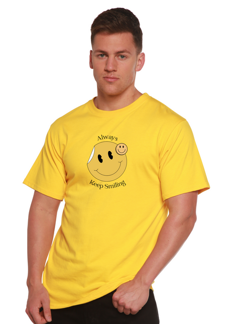 Always Keep Smiling Men's Bamboo Viscose/Organic Cotton Short Sleeve Graphic T-Shirt