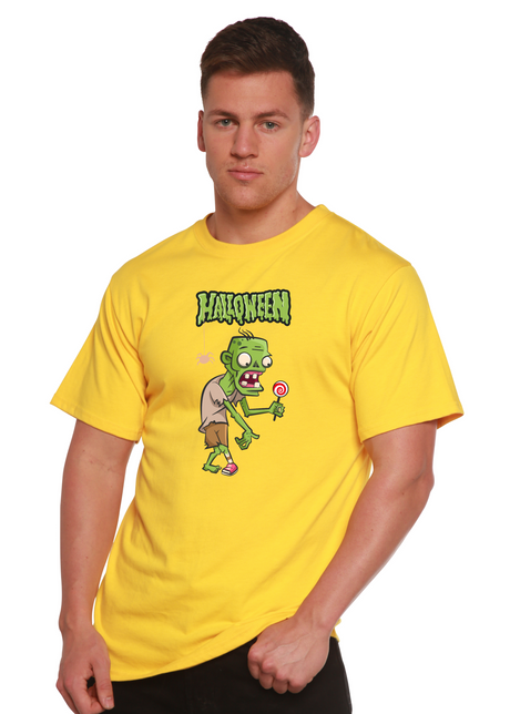 Halloween Green Monster Unisex Bamboo Viscose/Organic Cotton Short Sleeve Graphic T-Shirt