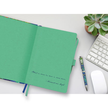 van Gogh Irises - Dot Grid Journal – Hardcover, Pockets, Ribbon Bookmarks