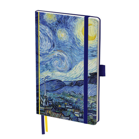 van Gogh Starry Night - Dot Grid Journal – Hardcover, Pockets, Ribbon Bookmarks
