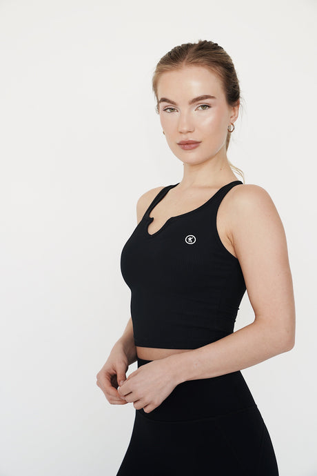 I Am Self Love Ribbed Quick-Dry Butter Black Tank