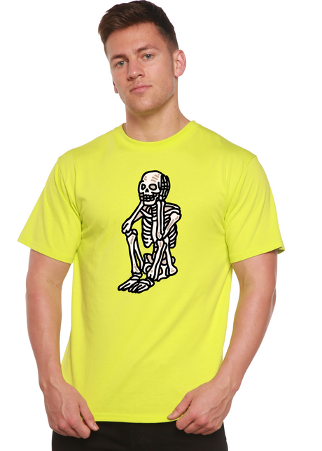 Sad Skeleton Halloween Unisex Bamboo Viscose/Organic Cotton Short Sleeve Graphic T-Shirt