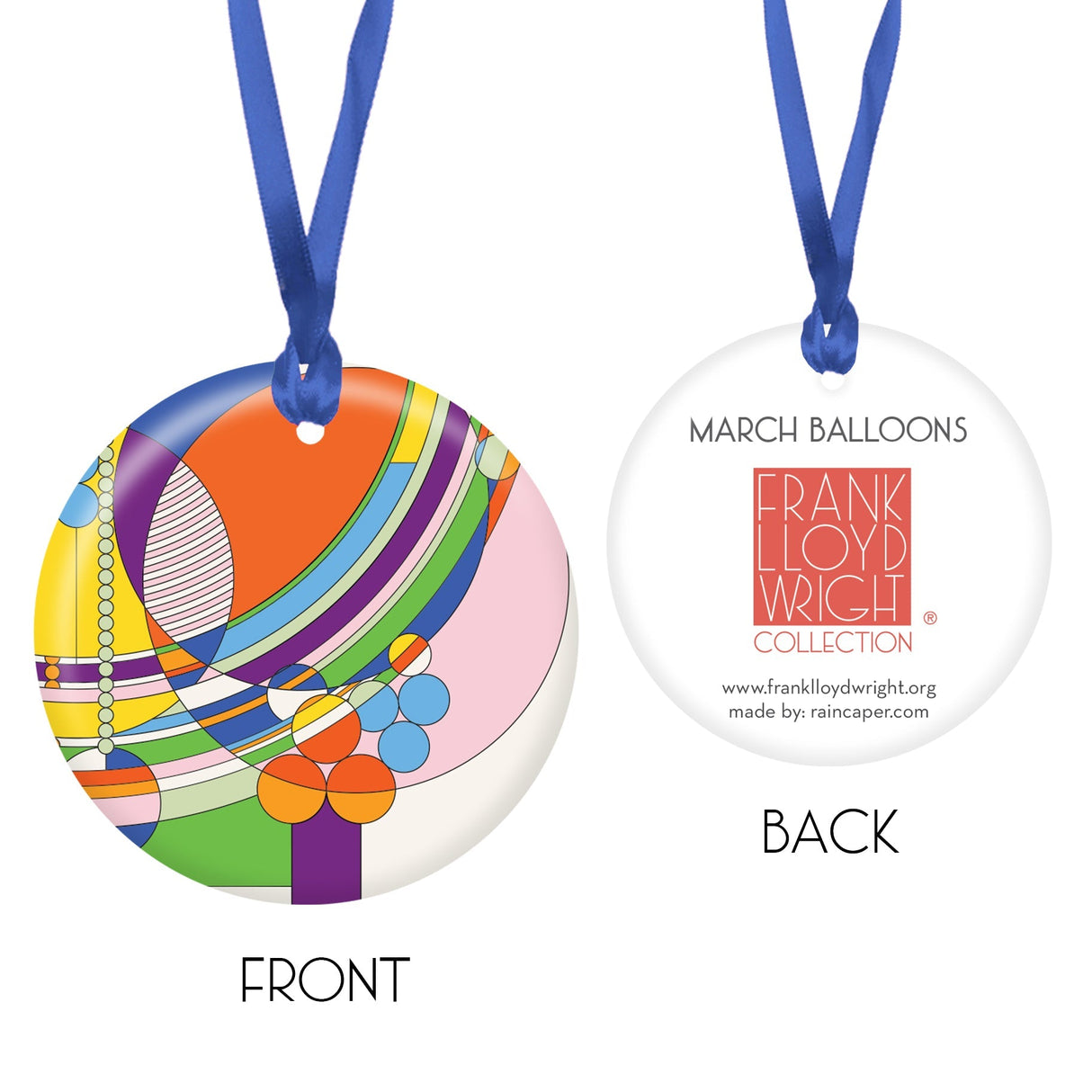Frank Lloyd Wright March Balloons Porcelain Keepsake Ornament – Flat Ceramic, Gift-Ready