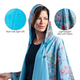 Hassam "Celia's Garden" Reversible Rain Cape Poncho – Lightweight Hooded Wrap for Women
