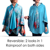 Hassam "Celia's Garden" Reversible Rain Cape Poncho – Lightweight Hooded Wrap for Women
