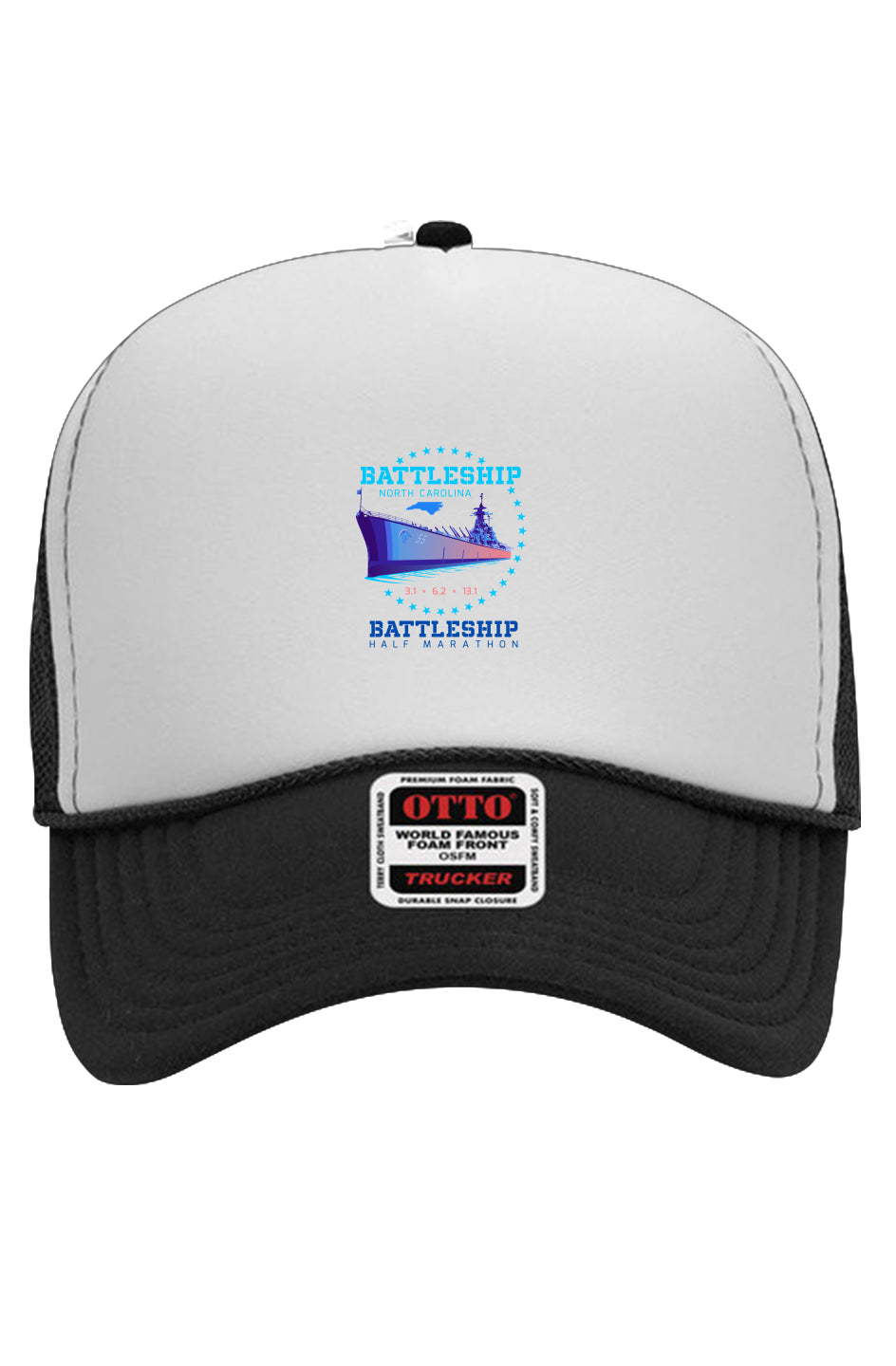 Battleship Half Marathon White Foam Trucker Hat