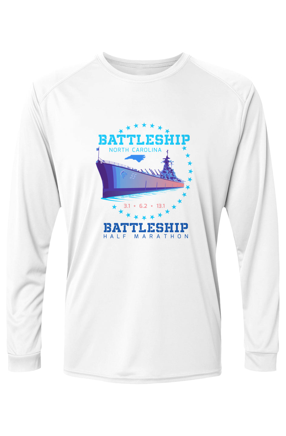 Battleship Half Marathon Islander L/S Performance Tee w/ UPF 50+