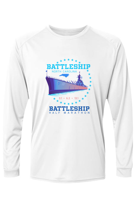 Battleship Half Marathon Islander L/S Performance Tee w/ UPF 50+