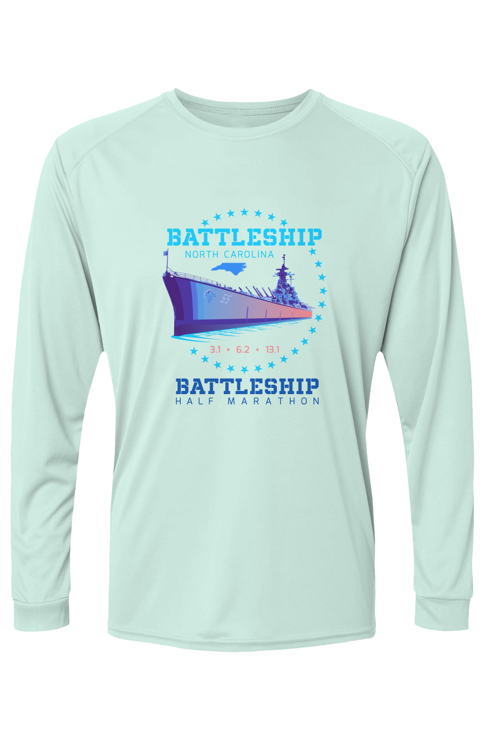 Battleship Half Marathon Islander L/S Performance Tee w/ UPF 50+