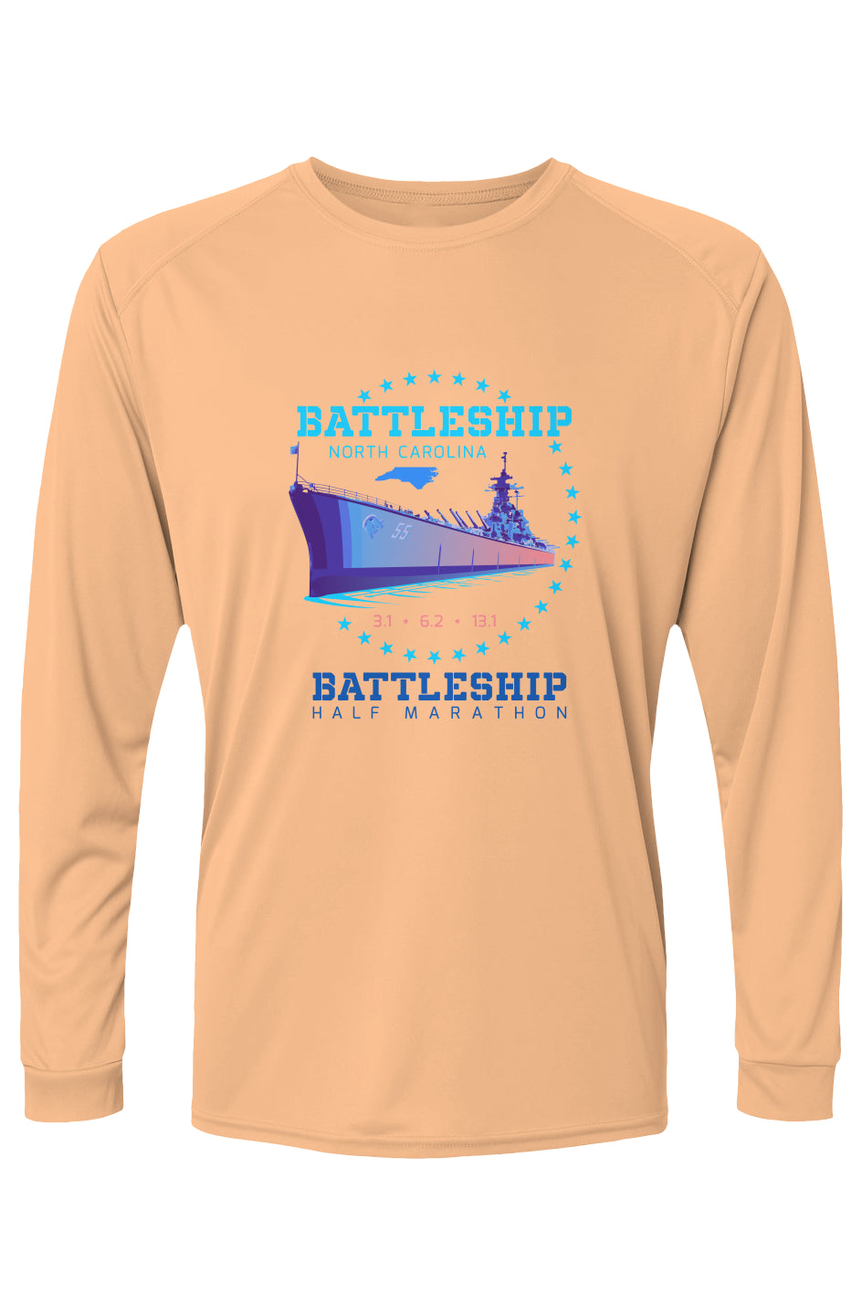 Battleship Half Marathon Islander L/S Performance Tee w/ UPF 50+