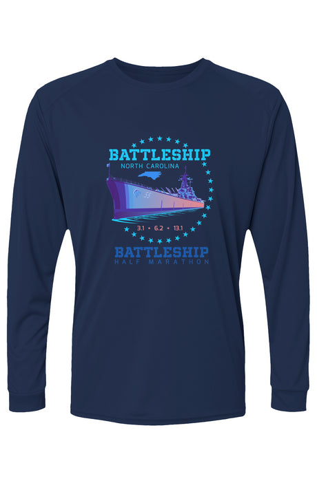 Battleship Half Marathon Islander L/S Performance Tee w/ UPF 50+
