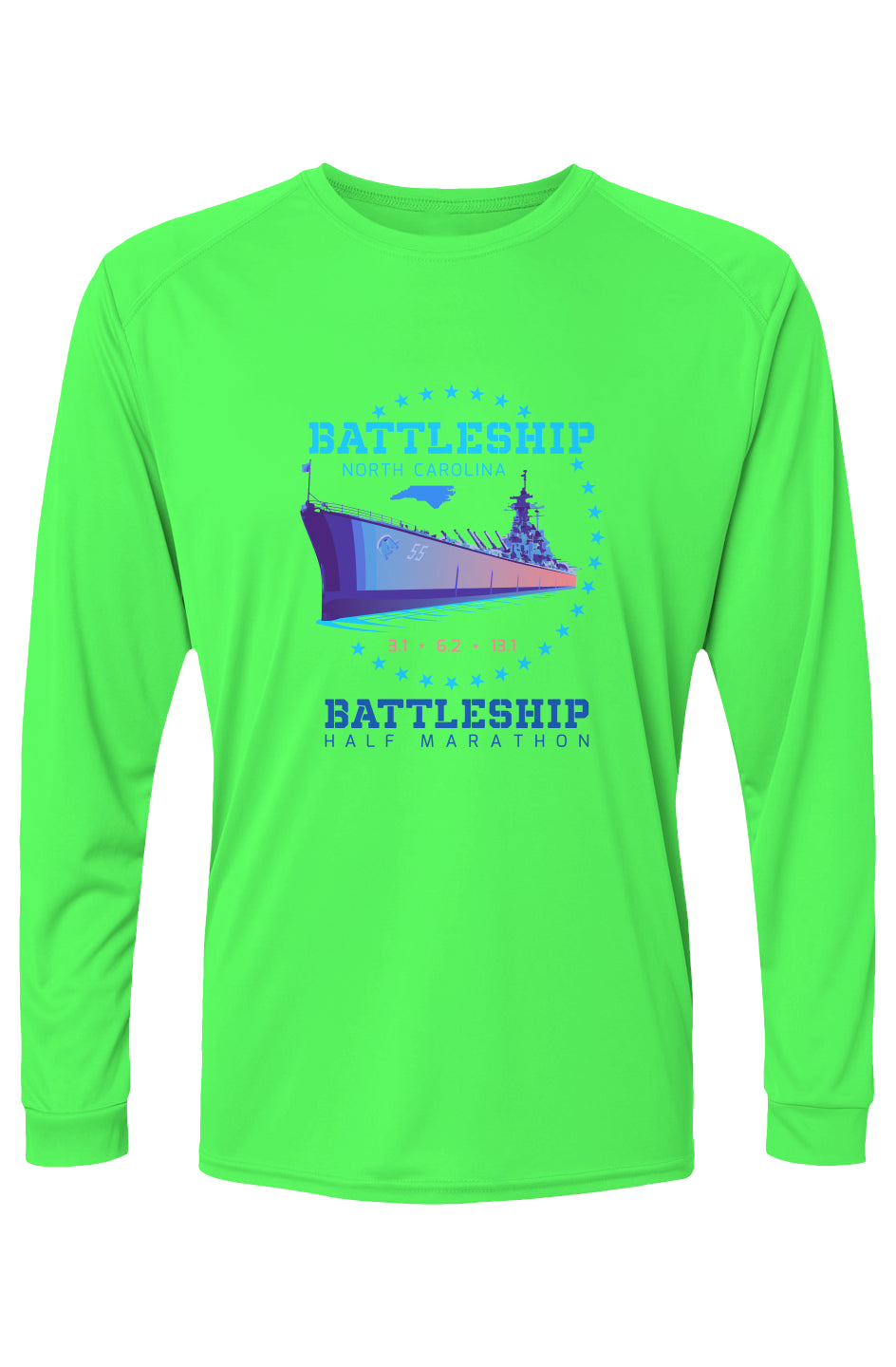 Battleship Half Marathon Islander L/S Performance Tee w/ UPF 50+