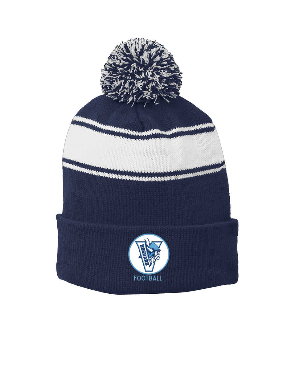 Hoggard Vikings Football Stripe Pom Beanie