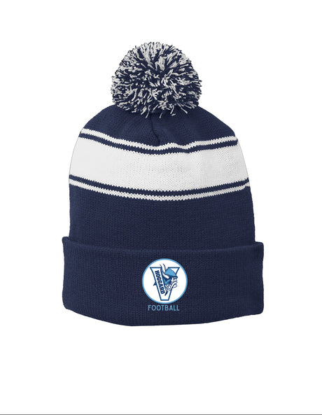 Hoggard Vikings Football Stripe Pom Beanie