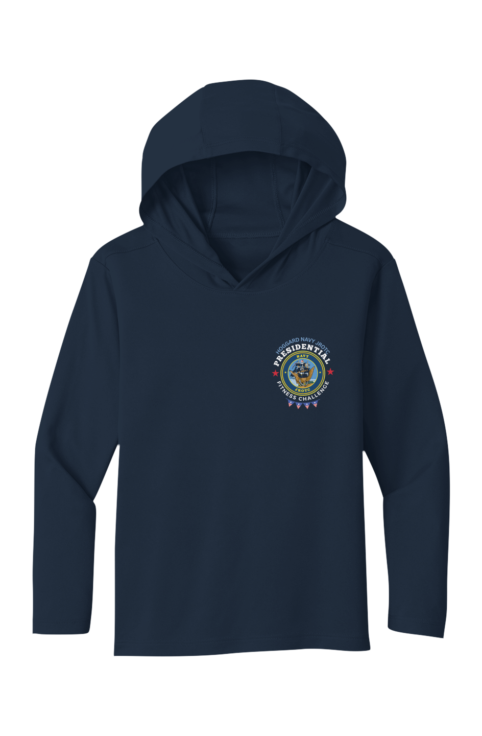 Hoggard Navy JROTC Presidential Fitness Challenge Bahama Hooded L/S Tee w/ UPF 50+