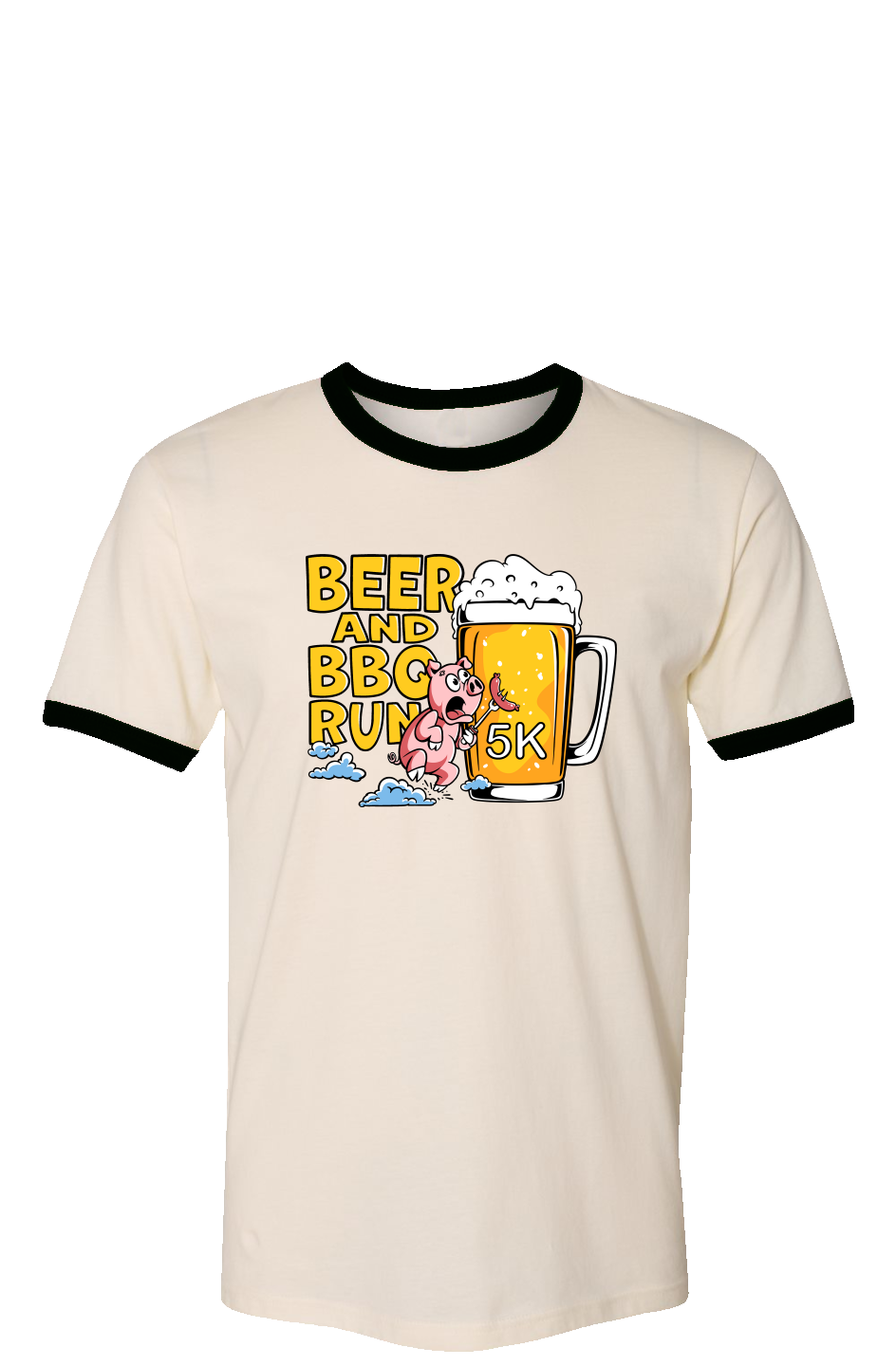Beer and BBQ 5K Run Ringer Tee