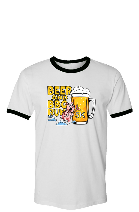 Beer and BBQ 5K Run Ringer Tee