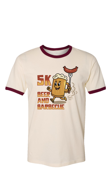Beer and BBQ 5K Run Ringer Tee