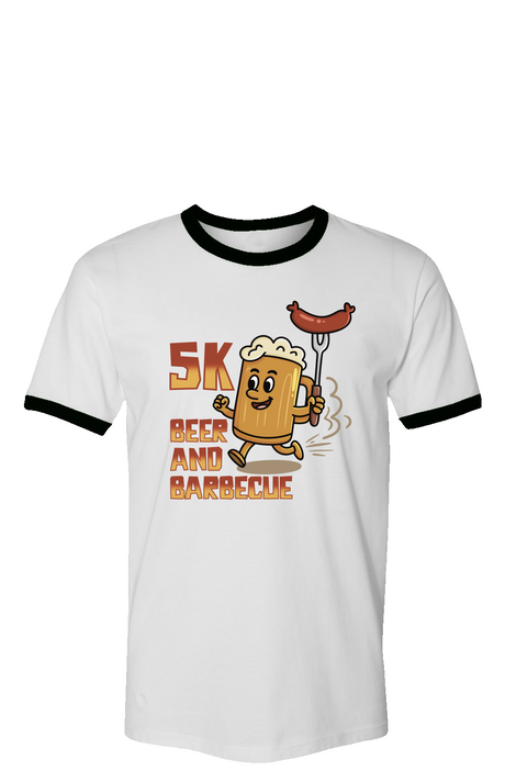 Beer and BBQ 5K Run Ringer Tee