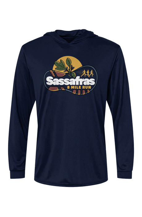 Sassafras 8 Mile Road Race Bahama Hooded L/S Performance Tee