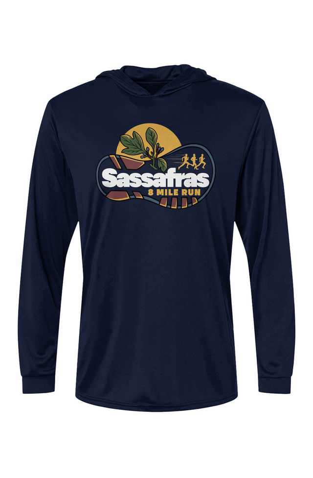 Sassafras 8 Mile Road Race Bahama Hooded L/S Performance Tee