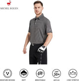 Mens Golf Shirt Moisture Wicking Dry Fit Performance Sport Short Sleeve Striped Golf Polo Shirts for Men
