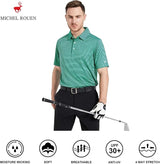 Mens Golf Shirt Moisture Wicking Dry Fit Performance Sport Short Sleeve Striped Golf Polo Shirts for Men