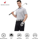 Mens Golf Shirt Moisture Wicking Dry Fit Performance Sport Short Sleeve Striped Golf Polo Shirts for Men