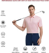 Men's Golf Polo Shirts Short Sleeve Striped Performance Moisture Wicking Dry Fit Golf Shirts for Men