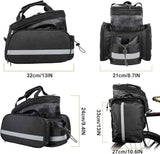 Bike Rear Rack Bag,10-25L Bicycle Trunk Bag with Rain Cover, Pannier Bike Bag with 2 Side Foldable Panniers, with Reflective Strips and Shoulder Strap, for Shopping,Cycling,Trip (Black)