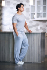 Men's Soft Bamboo Lounge Pajama Set - Short Sleeve Top & Pants