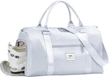 FIORETTO Womens Gym Tote Duffle Bag with Wet Pocket & Shoe Compartment, Sports Duffel Overnight Weekender Hospital Workout Carry on Bag for Girls, Ideal for Travel, Swimming, Dance, Ballet Grey