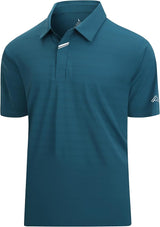Esabel.C Jacquard Golf Shirts for Men Moisture Wicking Short Sleeve Performance Dry Fit Active Mens Polo Shirts