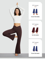 baleaf Women's V Crossover Flare Leggings with Pockets Yoga Pants High Waist Casual Workout Gym Bell Bottom Leggings