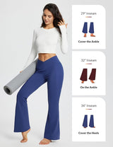 baleaf Women's V Crossover Flare Leggings with Pockets Yoga Pants High Waist Casual Workout Gym Bell Bottom Leggings