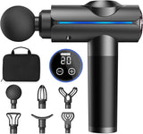 Massage Gun, Deep Tissue Massage Gun for Pain Relief, Quiet Electric Percussion Massager, Handheld Electric Muscle Massager with Carry Case 20 Speeds & LED Screen, Gift for Women/Men. Grey