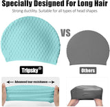 Tripsky Silicone Swim Cap,Comfortable Bathing Cap Ideal for Curly Short Medium Long Hair, Swimming Cap for Women and Men, Shower Caps Keep Hairstyle Unchanged…