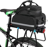 Bike Rear Rack Bag,10-25L Bicycle Trunk Bag with Rain Cover, Pannier Bike Bag with 2 Side Foldable Panniers, with Reflective Strips and Shoulder Strap, for Shopping,Cycling,Trip (Black)