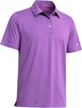 Men's Golf Polo Shirts Short Sleeve Striped Performance Moisture Wicking Dry Fit Golf Shirts for Men
