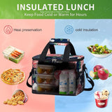 iknoe Large Foldable Cooler Bag, 8.5L Insulated Lunch Bag, Leakproof Lunch Cooler Tote with Multi-Bag Design Suitable for Beach, Picnic and Office Use, Flower 15-Can